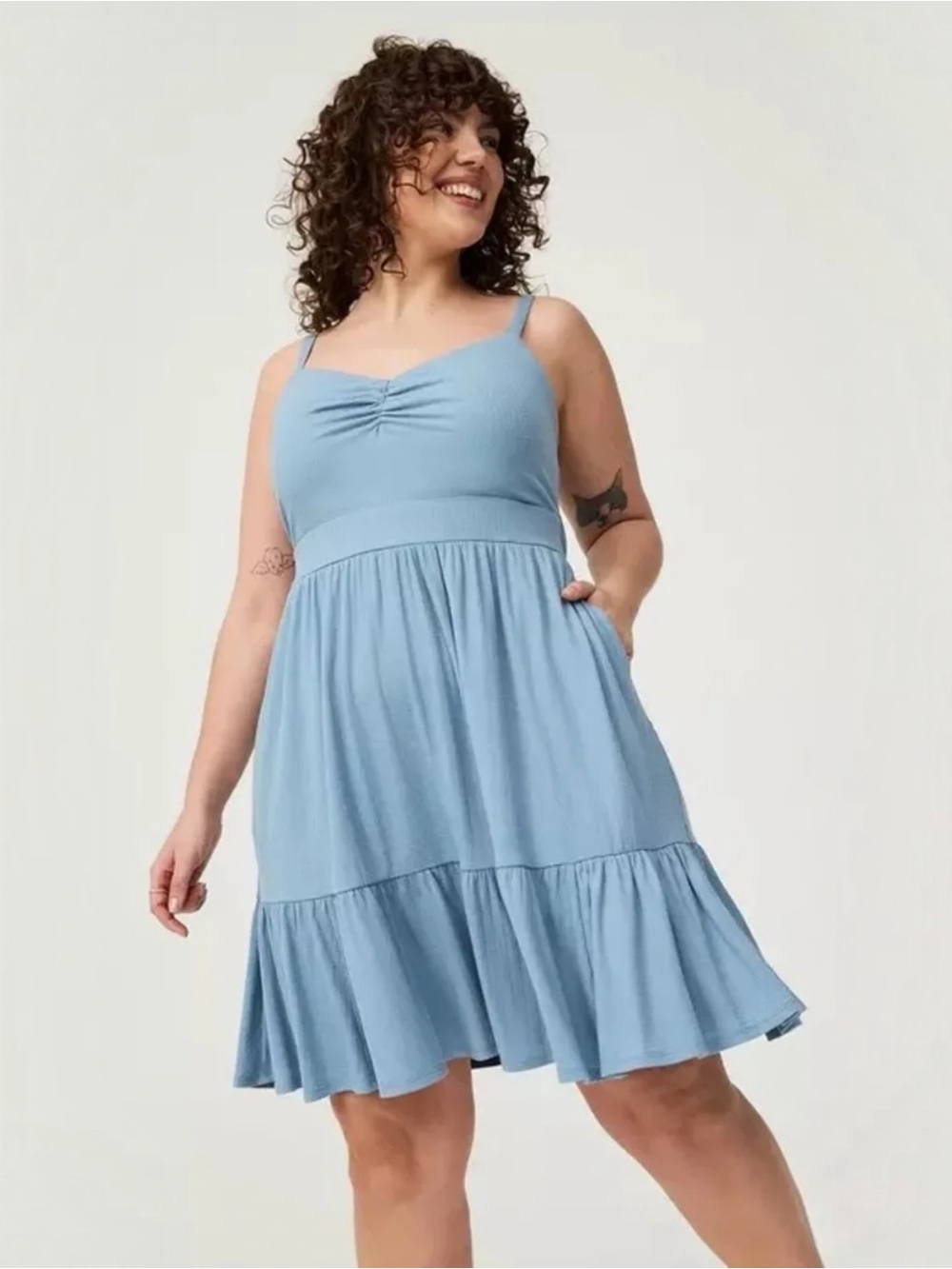 Torrid Mini Textured Jersey Tie Back Dress Mountain Spring Blue NWT 2X 18/20